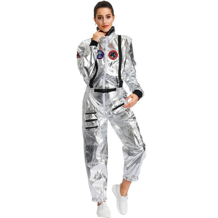 Halloween Christmas Silver Spaceman Men Women Space Suit Adult Children Astronaut Costume Family Party Dress Up Birthday Gift