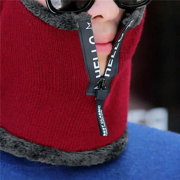 New Men Winter Warm Wool Hat Outdoor Ear Protection Hats Warm Thick Bicycle Knitted Capd Scarf Windproof Visors Cap