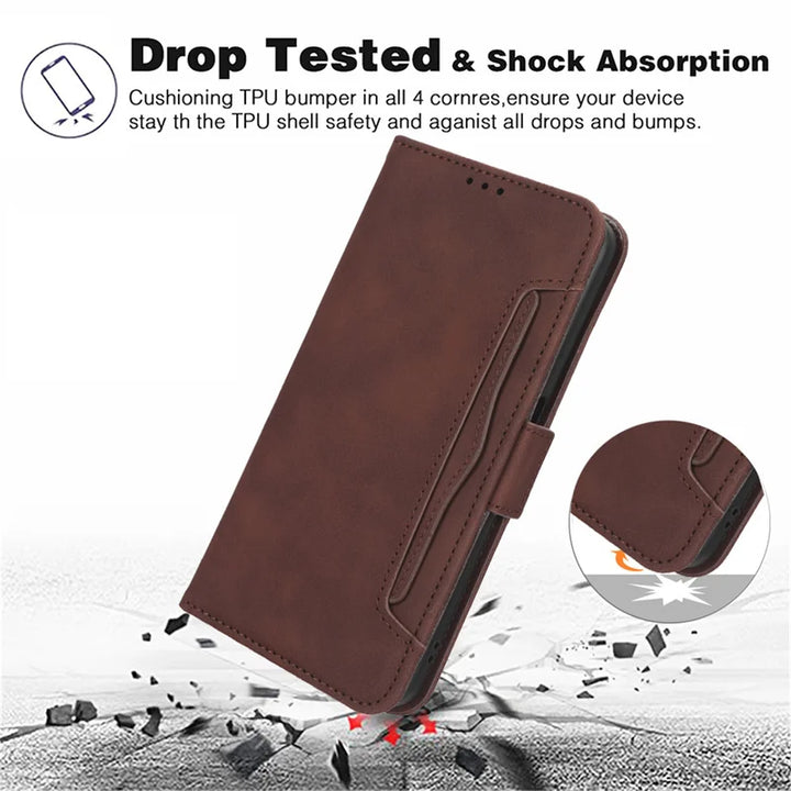 For Motorola Moto G75 5G Luxury leather wallet case Multi card slot for Moto G 75 G75 Magnetic phone case