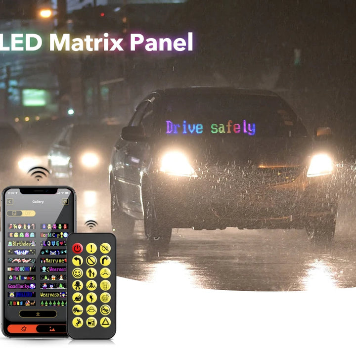 Bluetooth Smart USB LED Strip Pixels Matrix Display Sign RGB Car Advertising Light Programmable Scrolling Text Animation Pattern