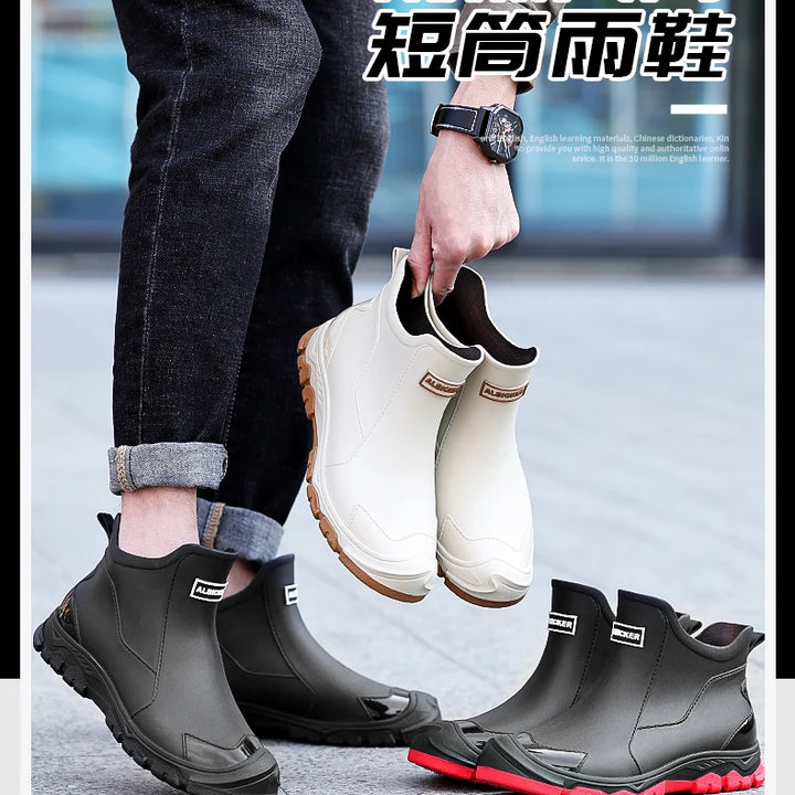 New Winter Cotton Mans Shoes Casual Men's Rain Boots Pvc Waterproof Rubber High Quality Mens Chef Fishing Shoes Size Plus 39-48