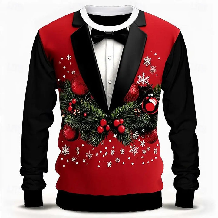 Christmas Snowflake Pattern men's T-shirt Casual Loose Round Neck Oversize Long Sleeve Tops Street Fashion Design men's T-shirts