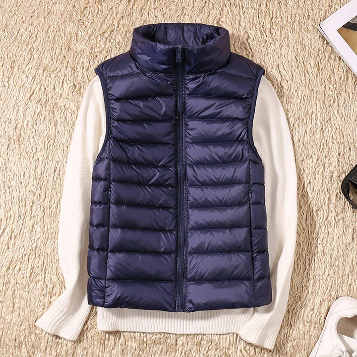 2023 New Women Sleeveless Women Slim Ultra Light Down Jacket Girl Portable Lightweight Vests Windproof Warm Waistcoat