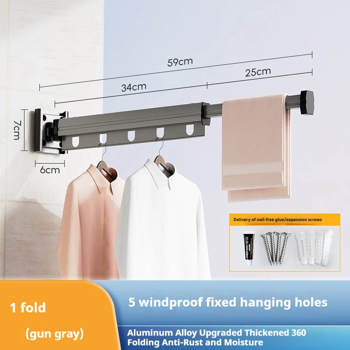 Folding Clothes Hanger Indoor Retractable Suction Wall Space Saving Home Laundry Clothes Drying Rack Home Laundry Clothes Rack