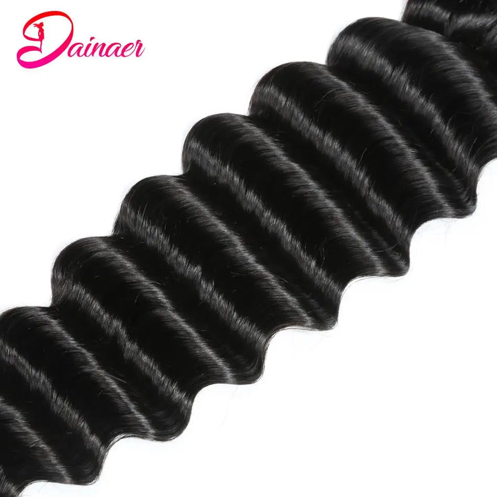 Deep Wave Bundles With Closure Brazilian Human Hair Weave Bundles With Closure Deep Wave Hair 4Bundles With 4x4 Lace Closure