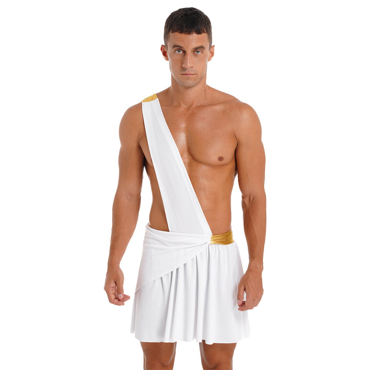 Men's  Ancient Greek God Halloween Party Costume Cosplay One Shoulder Strap Skirts Knight Warrior Theatrical Performance Outfit