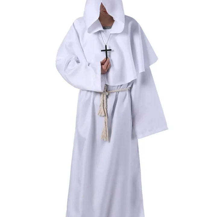 New Wizard Costume Halloween Cosplay Costume Medieval Hooded Robe Monk Friar Robe Priest Costume Ancient Clothing Christian Suit