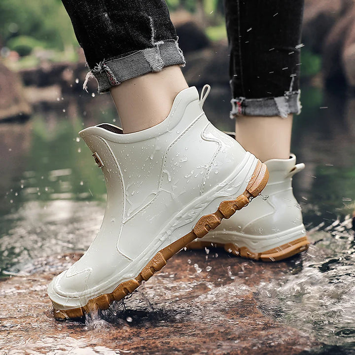 Men's Rain Boots Outdoor Casual Men Ankle Hiking Fishing Water Shoes Waterproof Work Boot Personality Non-slip Male Footwear