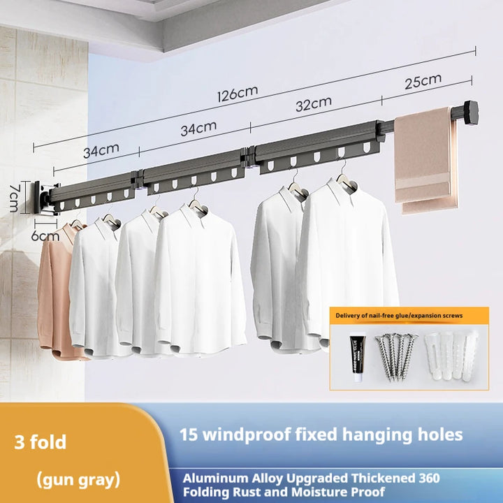 Folding Clothes Hanger Indoor Retractable Suction Wall Space Saving Home Laundry Clothes Drying Rack Home Laundry Clothes Rack