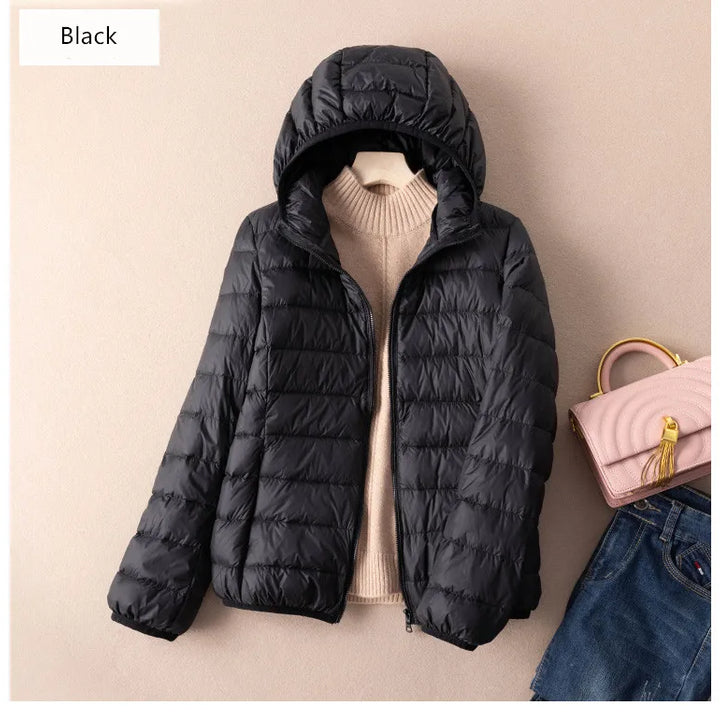 Women Autumn Down Jacket 2022 New Arrivals  90%  White Duck Down Ultra Light Fashion Hooded Keep Warm  Puffer Jacket