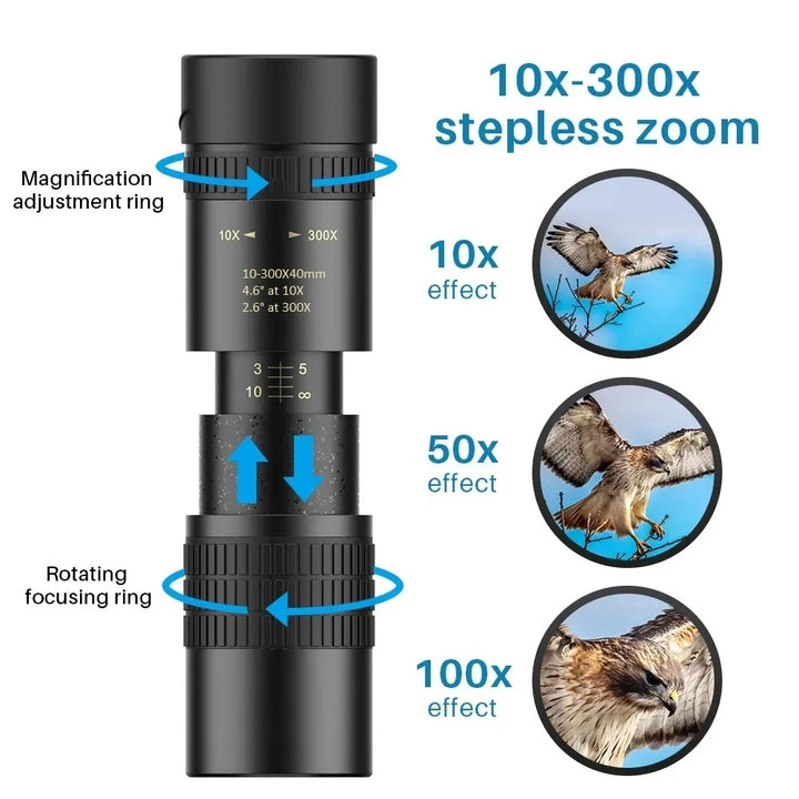 10-300X30 Hd Mobile Phone Camera Lens Telescope Zoom with Tripod for Iphone Samsung Xiaomi Huawei Phone Monocular