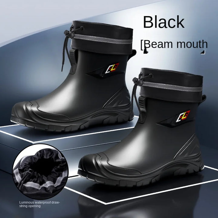 2024 New Men's Water Boots Non-slip Work Rubber Shoes Outdoor Rain Boots Men's New Waterproof Shoes Casual Camping Fishing Shoes