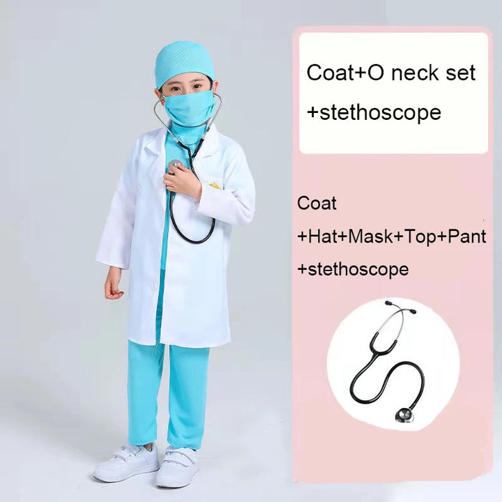 Children Surgical Uniform Kids Doctor Nurse Work Shirt Pants Coat Suit Boys Girls Halloween Fancy Party Birthday Cosplay Costume