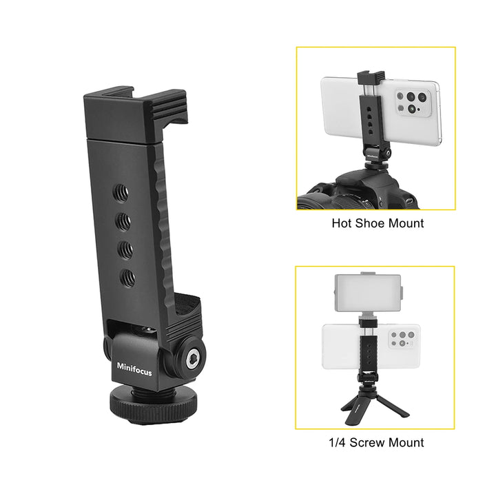 Metal Phone Tripod Mount Cold Shoe & Arca 360° Smartphone Adapter for iPhone Samsung Cell Phone Stand Holder for Video Live Vlog