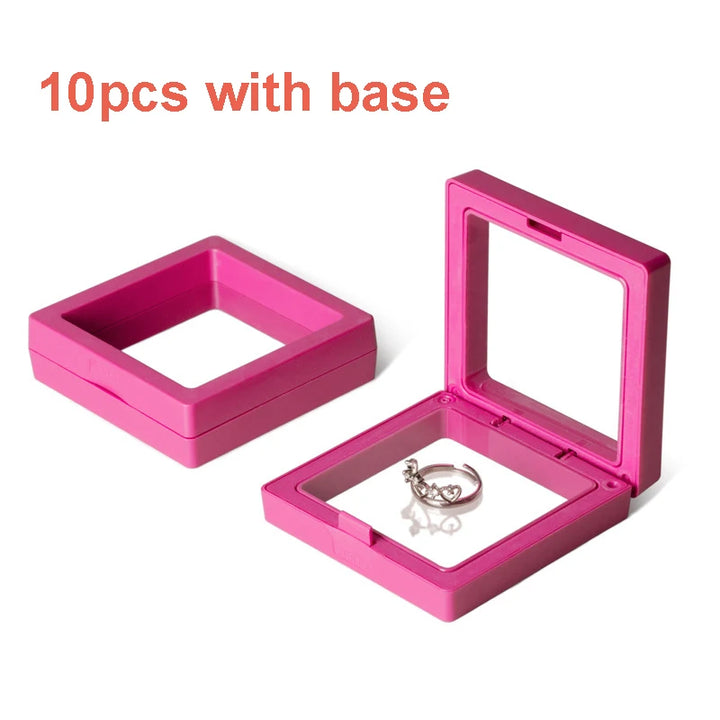 10pcs Display Box 3D Floating Frame Jewelry Display Stand Shadow Gift Box Ring Pendant Holder Jewellery Stone Presentation Case