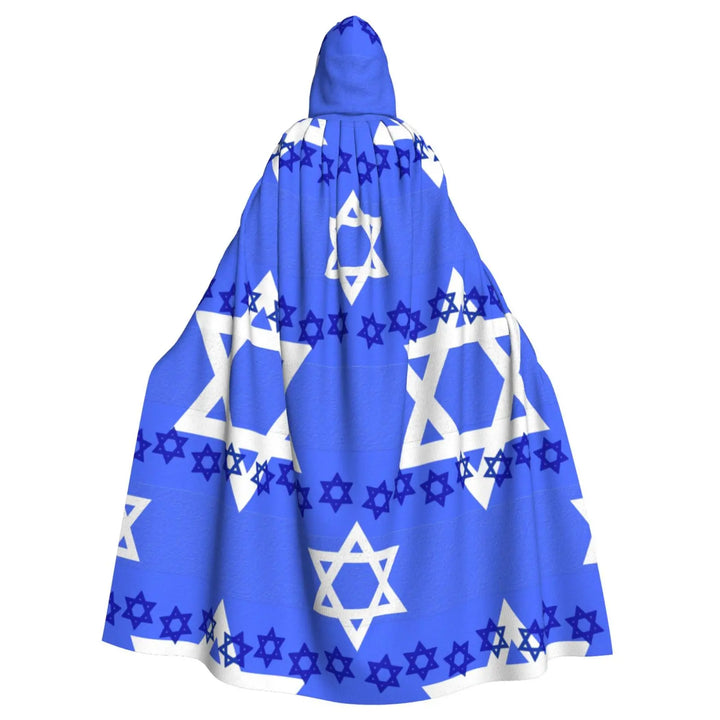 Israel Adult Cloak Cape Hooded Star Of David Blue Jewish 3D Medieval Costume Witch Wicca Vampire Elf Purim Carnival Party