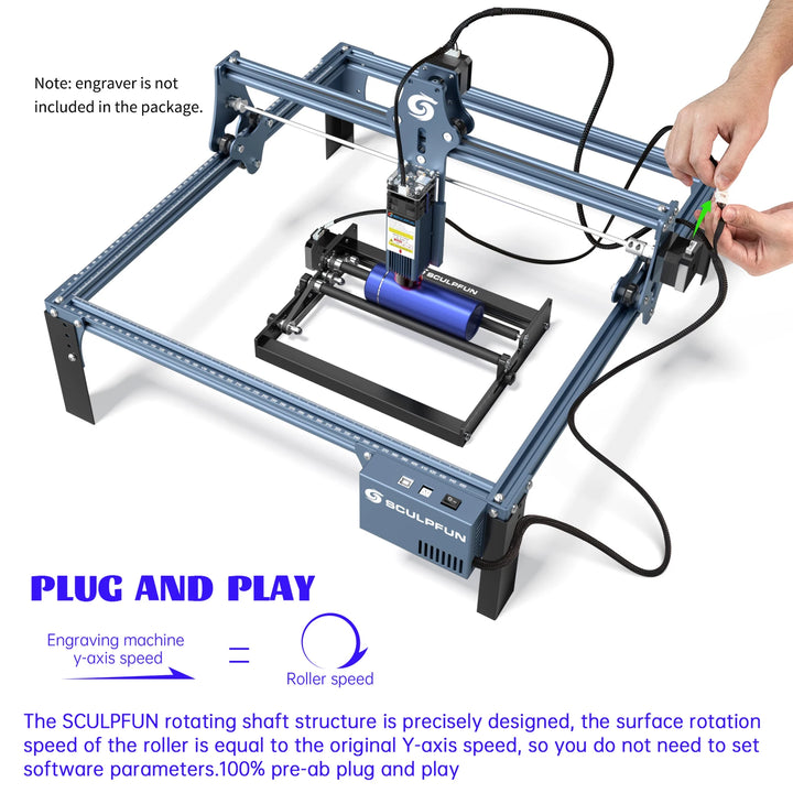 SCULPFUN Laser Rotary Roller Laser Engraver Y-axis Roller 360° Rotating for 6-150mm Engraving Diameter for Cylindrical Objects