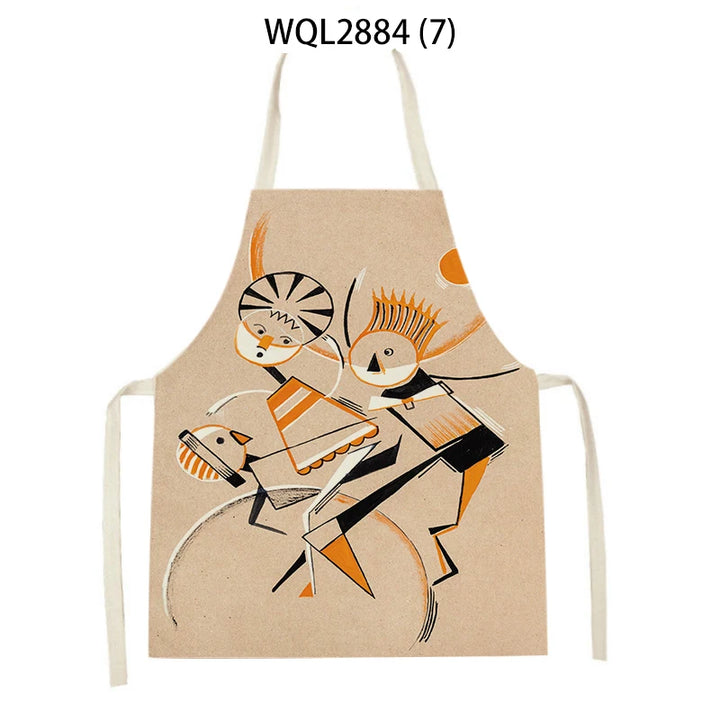 Creative Abstract Geometry Animal Printed Kitchen Aprons Baking Cooking Accessories Dog Koala Bear Pattern Apron Cleaning Tools