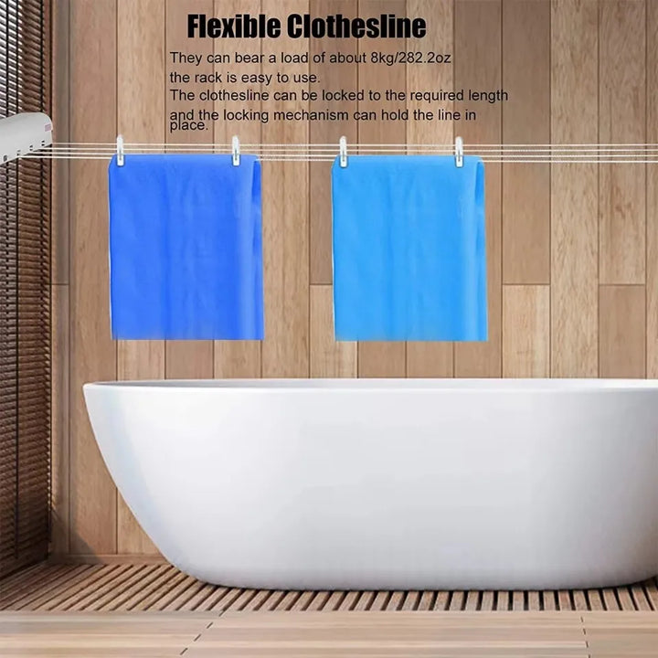 Scalable Clothesline with 4/5-Lines Wall Mounted Clothes Dryer Line Bathroom Invisible Clothesline Space Saving Drying Hanger