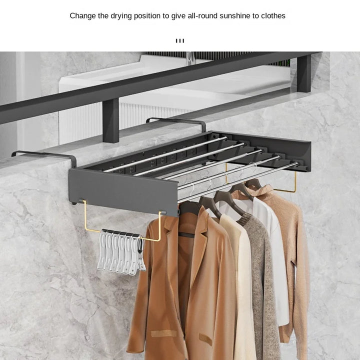 Indoor folding clothes hanger wall mounted invisible clothes hanger balcony hanging clothes pole hidden towel rack