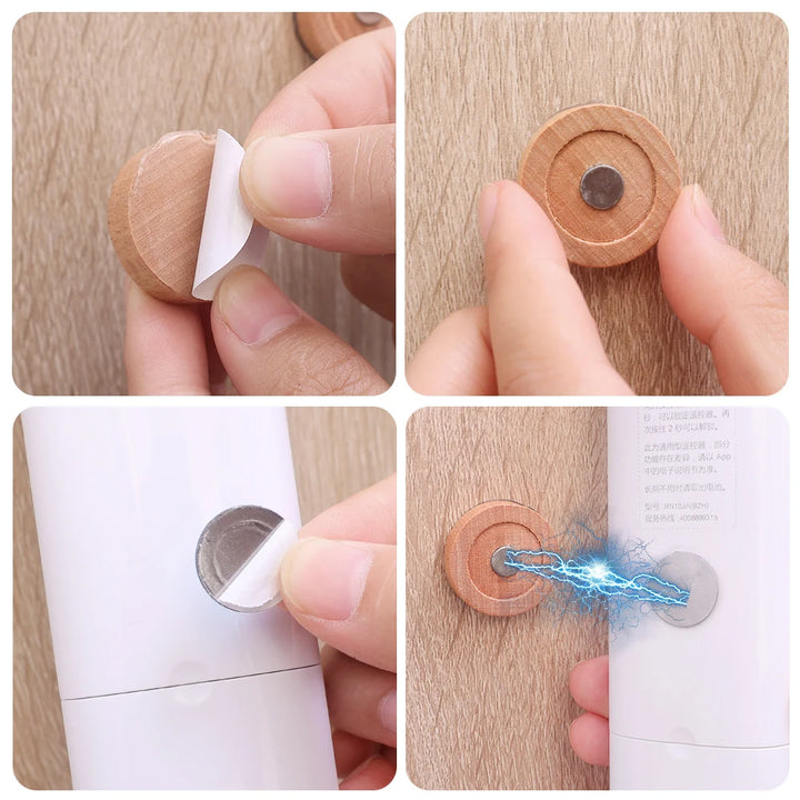 40-2Pcs Wooden Magnetic Hook Wall Mount Strong Magnet Holder Hook For Fridge Sticker Remote Control Storage Holder Home Supplies