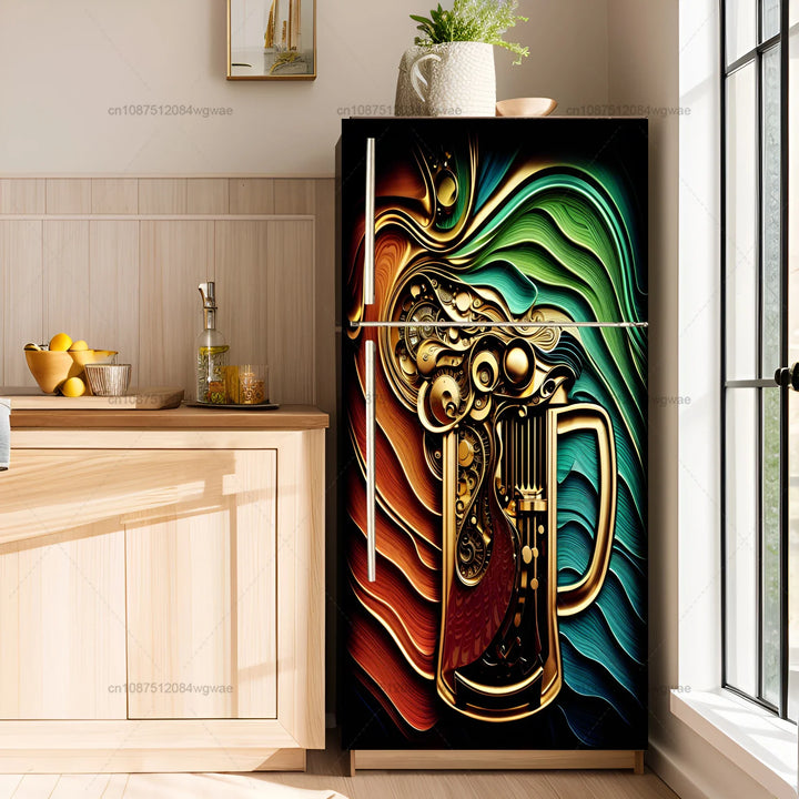 Beer Posters Kitchen Adhesive Fridge Door Cover Wallpaper Sticker Room Decoration Sticker PVC Waterproof and Oil proof Sticker