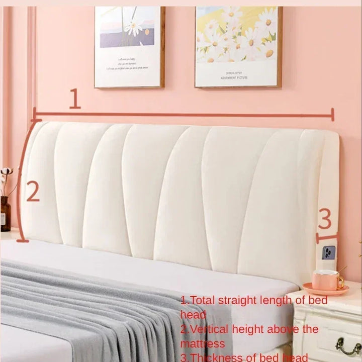 All-inclusive Super Soft Smooth Quilted Head Cover Thicken Velvet Headboard Cover Solid Color Bed Back Dust Protector Cover