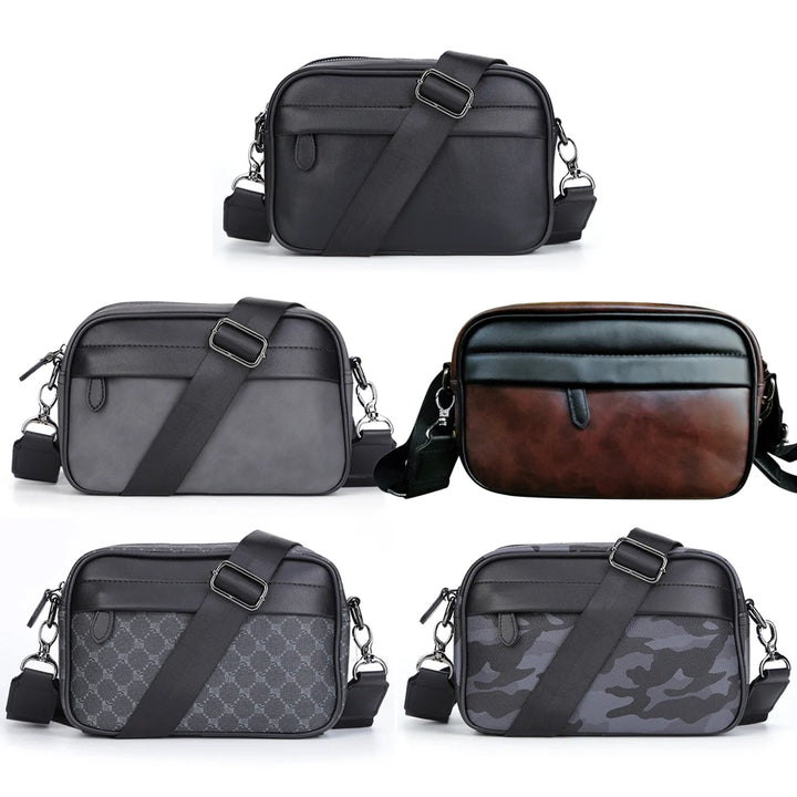 Men Shoulder Bag Leather Casual Business Messenger Bag Men Fashion Shoulder Crossbody Bag Small Square Plaid Designer Sling Bags