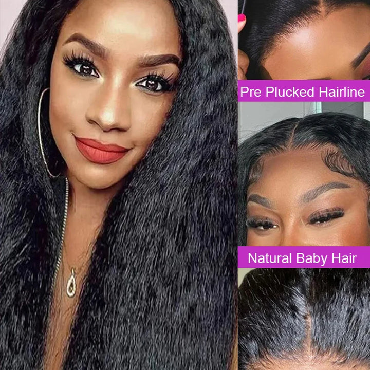 Kinky Straight 360 Full Hd Lace Front Human Hair Wig Brazilian Yaki Straight 13x4 Hd Lace Frontal Wig For Women 30 36 40 Inches