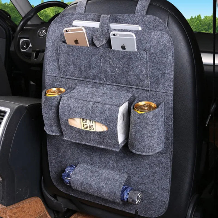 Universal Car Back Seat Storage Bag Organizer Trunk Elastic Felt Storage Bag 6 Pockets Organizer Hanging Car Accessories 40*56CM