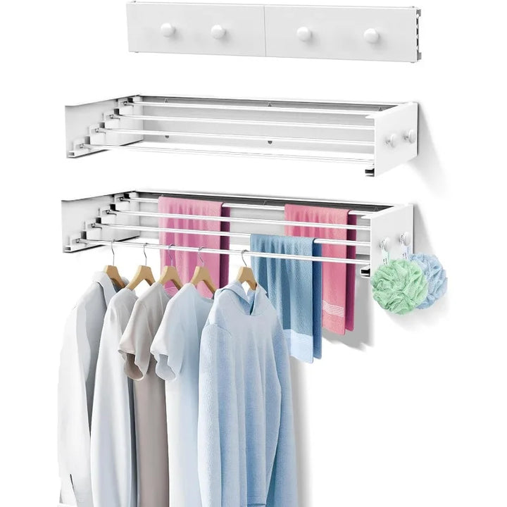 Laundry Drying Rack Collapsible,Wall Mounted Clothes Drying Rack Foldable,Indoor Drying Rack Clothing- 23.6" Wide 4 Aluminum