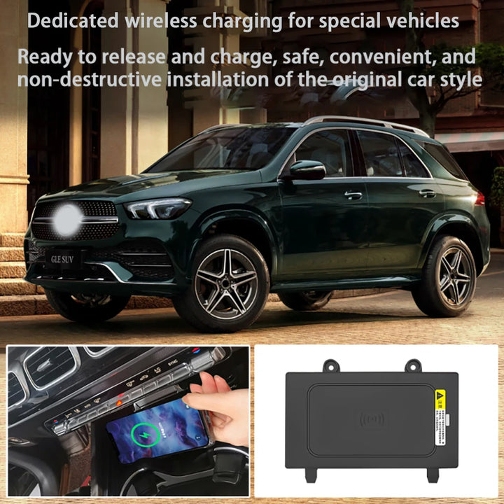 ZJCGO 15W Car QI Mobile Phone Fast Charging Wireless Charger for Mercedes Benz GLS X167 GLE W167 V167 2019 2020 2021 2022 2023