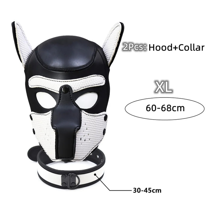 Puppy Cosplay Costumes of XL Code Brand New Increase Large Size Padded Rubber Full Head Hood Mask with Collar for Dog Roleplay