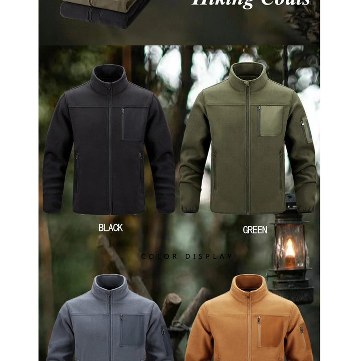 Winter Men Polartec Warm Jackets Casual Man Fleece Lined Windbreaker Coats Men Soft Shell Stand Collar Tactical Hiking Jackets