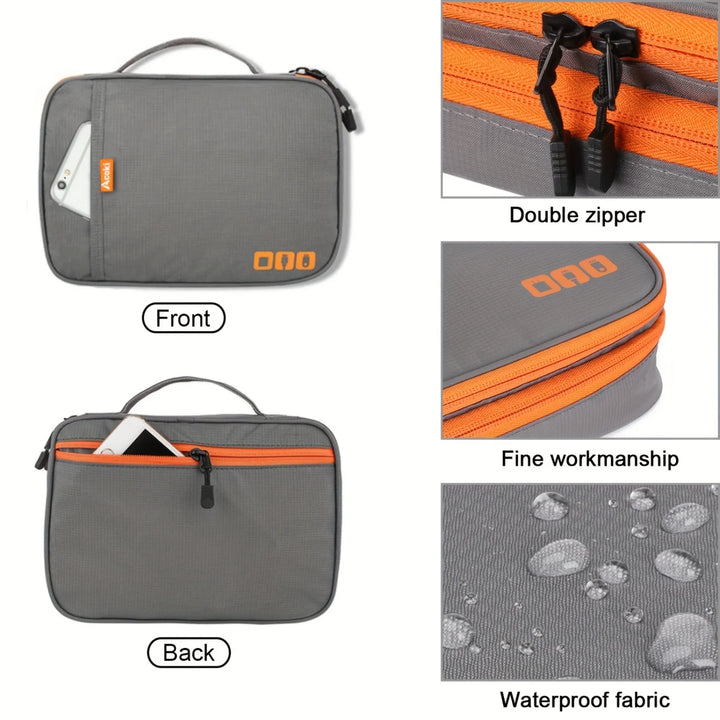 Double Layer Electronic Accessories Organizer, Multifunctional USB Cable Bag & Digital Gadget Zipper Bag for Business Travel