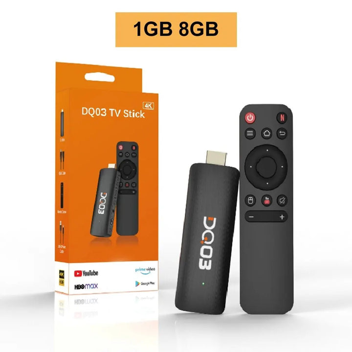 DQ03 Mini TV Stick Android 10 Quad Core ARM Cortex A53 2GB 16GB Support 4K H.265 2.4G&5.8G Wifi Streaming Smart TV Box 1GB 8GB