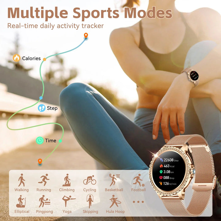 EIGIIS New Smart Watch Women I58 1.32-inch HD Screen Fashion Sports Watches Bluetooth Call Health Monitor IP67 Life Waterproof