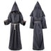 New Wizard Costume Halloween Cosplay Costume Medieval Hooded Robe Monk Friar Robe Priest Costume Ancient Clothing Christian Suit