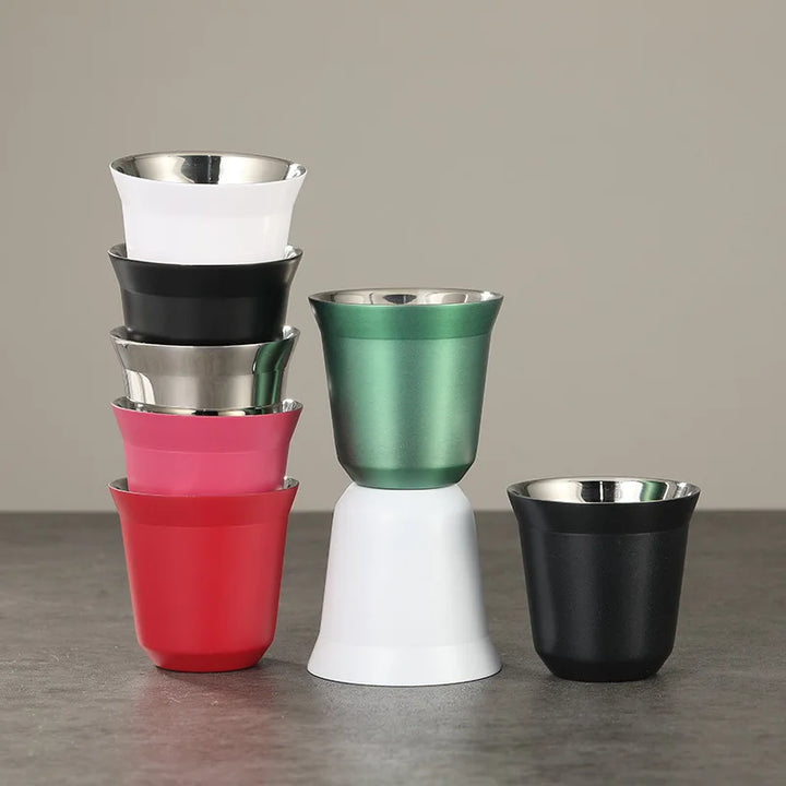 80ML Espresso Mugs 304 Stainless Steel Coffee Cups Insulated Double Wall Dishwasher Safe Small Capacity Milk Insulation Cup