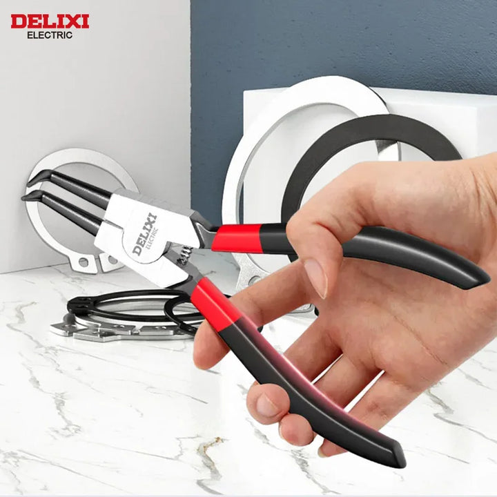 DELIXI ELECTRIC 5-In Circlip Pliers,Needle nose Pliers，Retaining Ring Pliers，for Removing Installing Puller Locking Rings Shafts