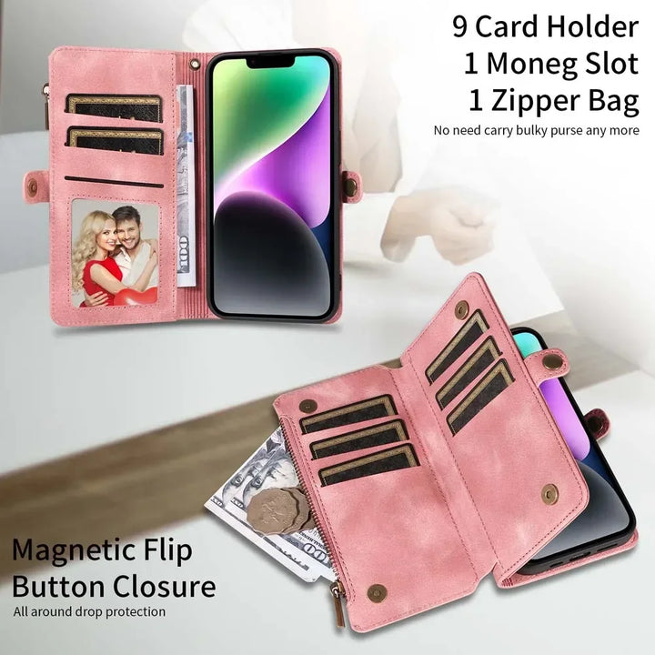 Luxury Handbag Zip Wallet Case for Google Pixel 8 Pro 8A 7 7A 6 6A 5 XL 5A 4 4A Leather Phone Bumper Magnetic Strap Flip Case