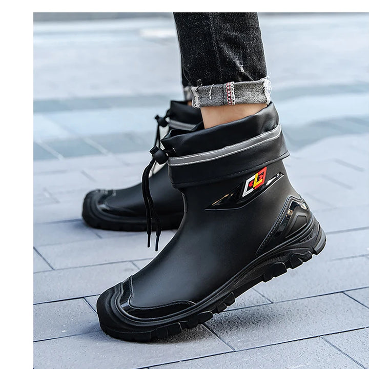 rain boots， for men,2024， new ，waterproof shoes, outdoor water boots, kitchen non-slip work rubber shoes, cotton warm rain boots