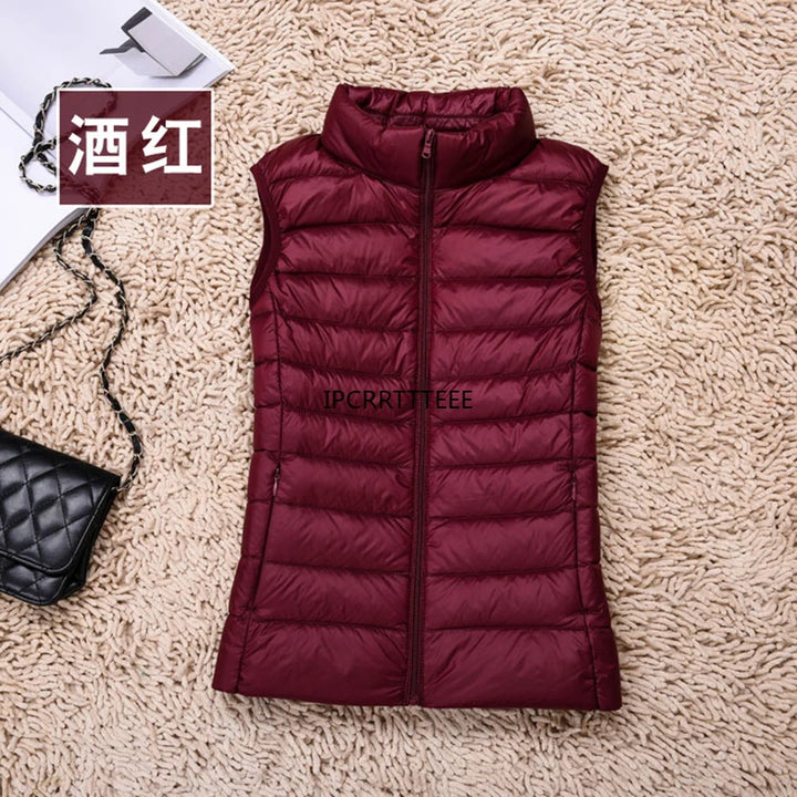 2023 New Women Sleeveless Women Slim Ultra Light Down Jacket Girl Portable Lightweight Vests Windproof Warm Waistcoat