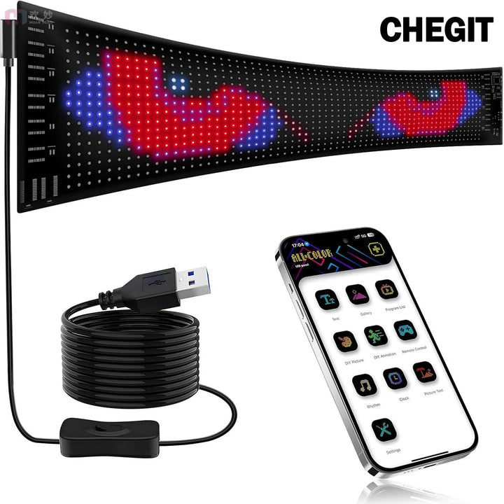 LED Matrix Pixel Panel, Scrolling Bright Advertising LED Signs, Flexible USB 5V LED Car Sign Bluetooth App Control