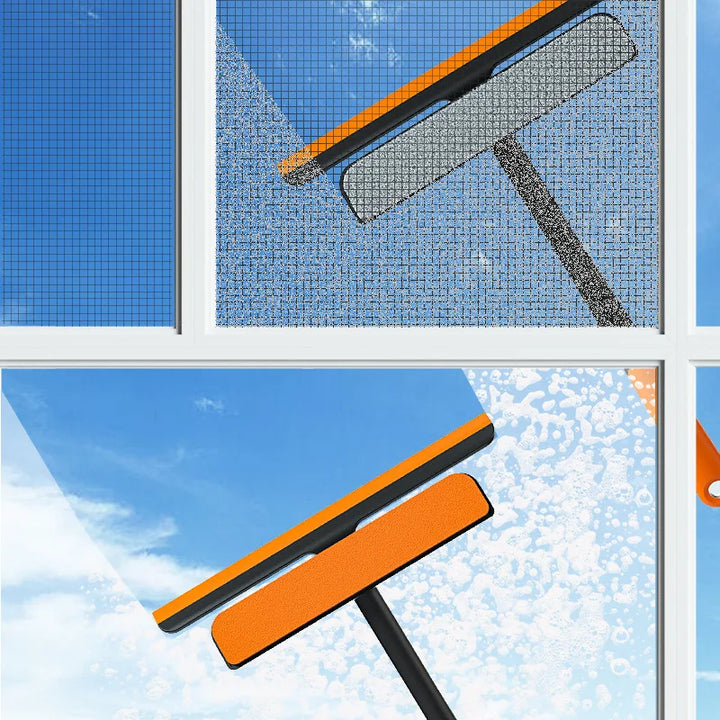 3 In 1 Multifunctional Glass Window Cleaner Window Cleaning Brush Squeegee Glass Scraper Wiper Rotating Window Mesh Screen Clean