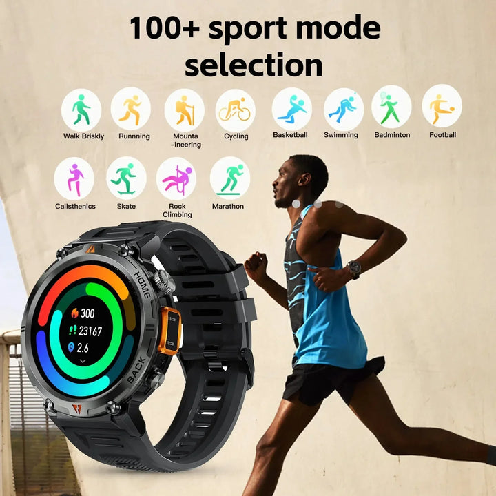 KE3/S100 Bluetooth Smart Watch Men AMOLED Screen reloj inteligente 2024 Outdoor With Flashlight Man SmartWatch For IOS Android