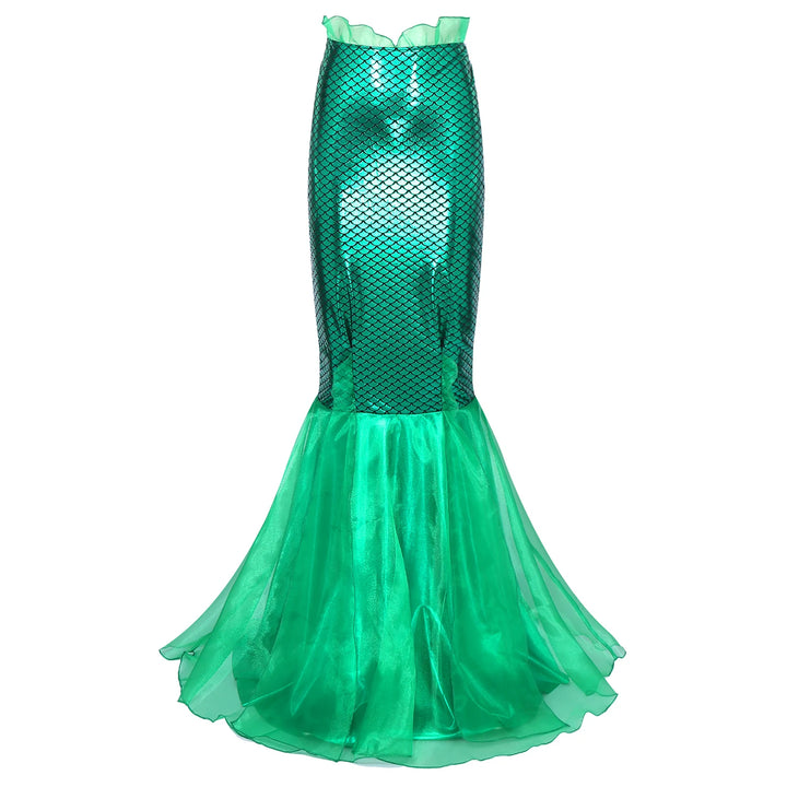 Women Ladies Shiny Sequined Mermaid Tail Skirt Party Photography Cosplay Costume Long Mermaid Tail Halloween Theme Party Dress