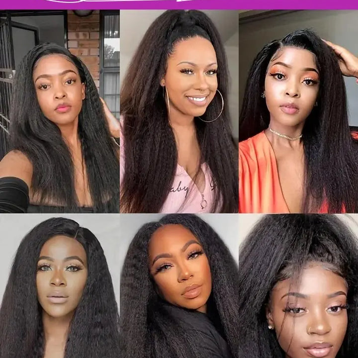 Kinky Straight 360 Full Hd Lace Front Human Hair Wig Brazilian Yaki Straight 13x4 Hd Lace Frontal Wig For Women 30 36 40 Inches