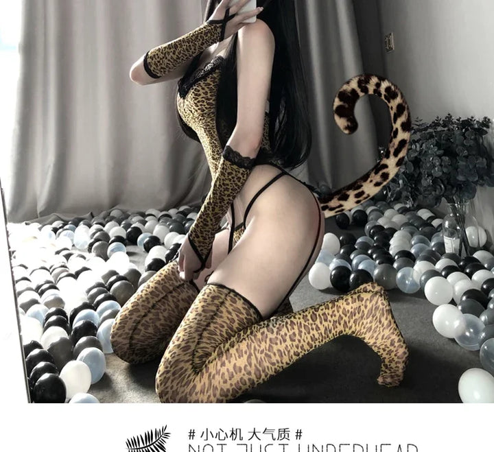 New Sexy Erotic Lingerie Sexy Costumes Sexy Lingerie Hot Black Lace Perspective Women Teddy Lingerie Cosplay Cat Uniform