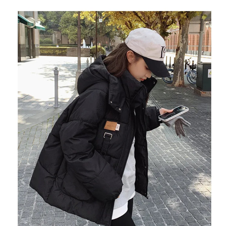 Women Khaki Down Jacket Fashion WhiteThickening Warm Feather Female Duck Down Comfortable Short Solid 2023 Winter Hooded Outwear